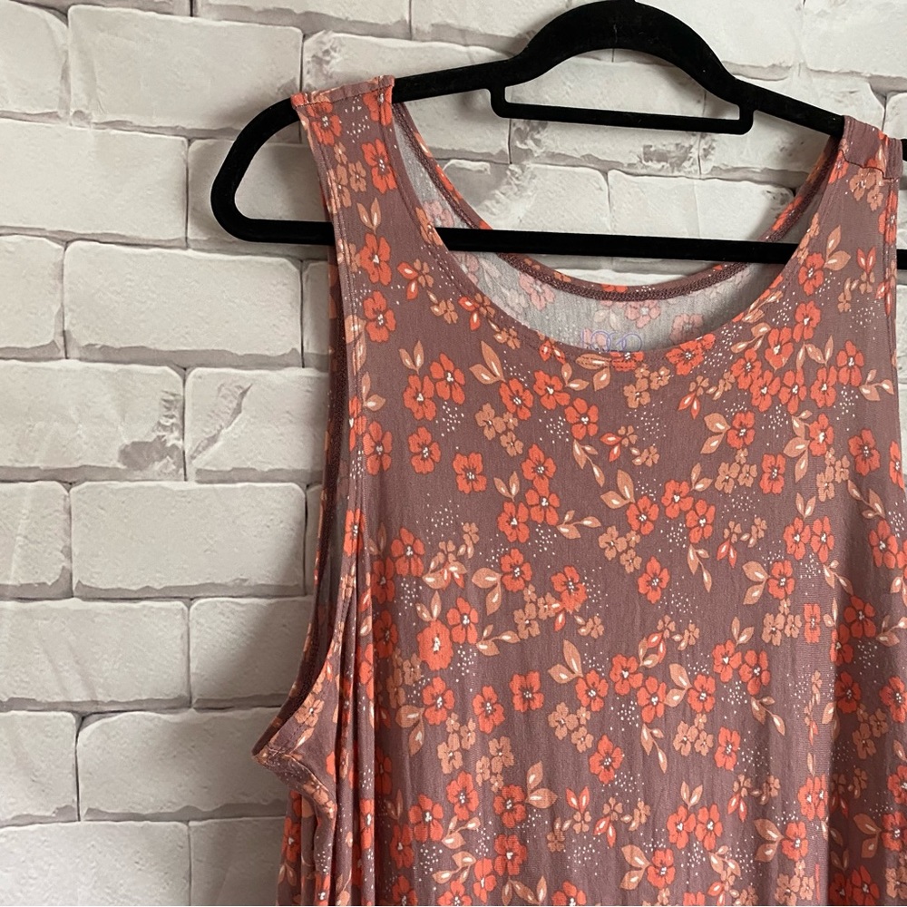 LOGO LAYERS Floral Sleeveless Floral Print Dress 95% Rayon 5% Spandex Size 2X - Picture 3 of 7